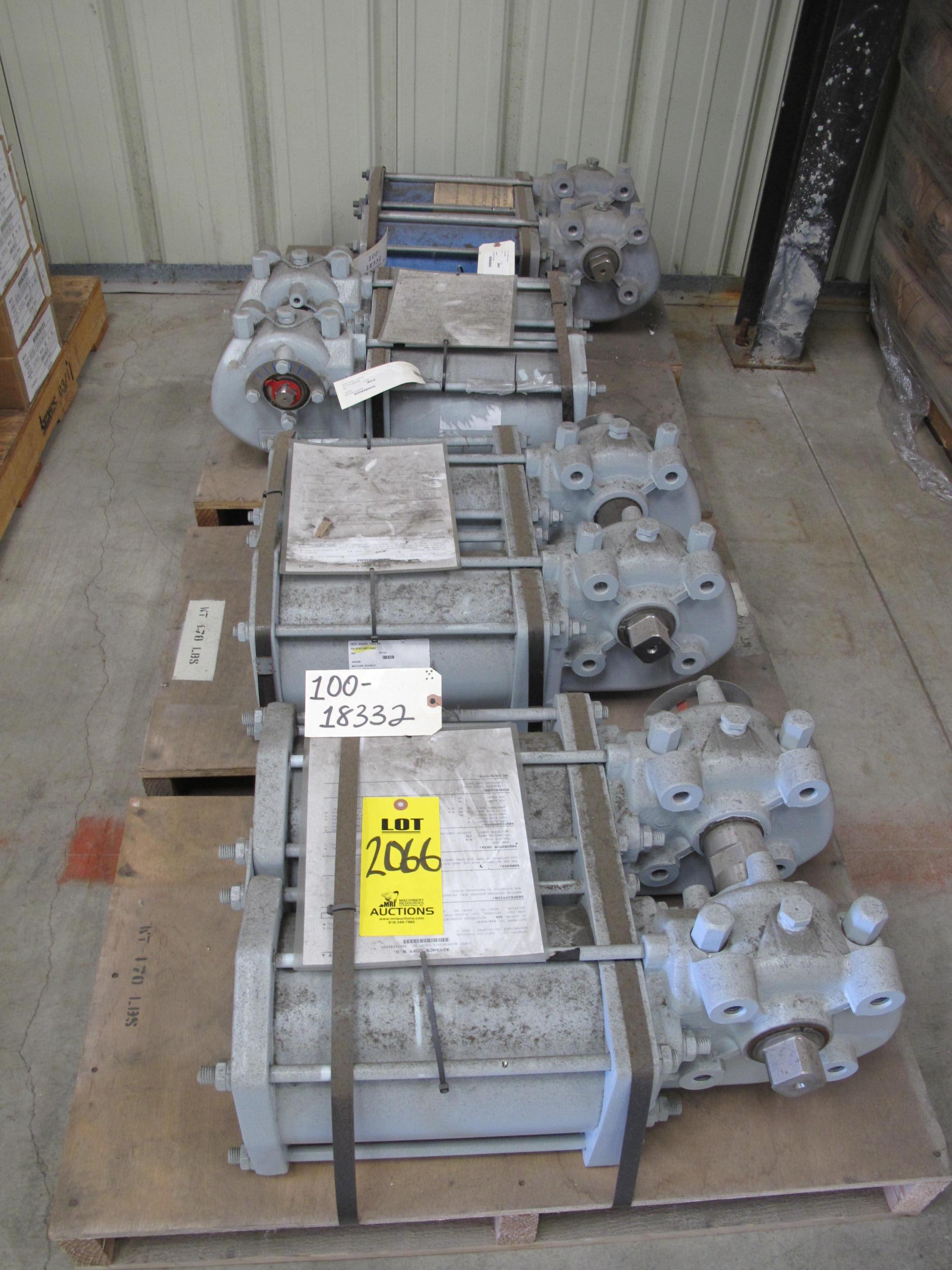 LOT (4) ACTUATORS, PISTON KIND. DOUBLE ACTING 2-PISTON DESIGN, JAMESBURY MODEL ST2400H ACTUATOR (DOUBLE-ACTING) (W-44) LOADING & HANDLING FEE $60-